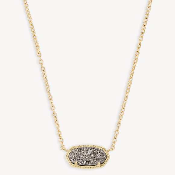 Kendra Scott Elisa Gold Pendant Necklace in Platinum Drusy - Picture 5 of 6